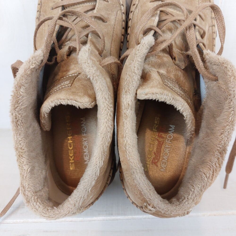Skechers Totem Pole Moccasin Boots Women's Sz 7.5 Brown Suede Faux Fur Lining - Picture 8 of 8